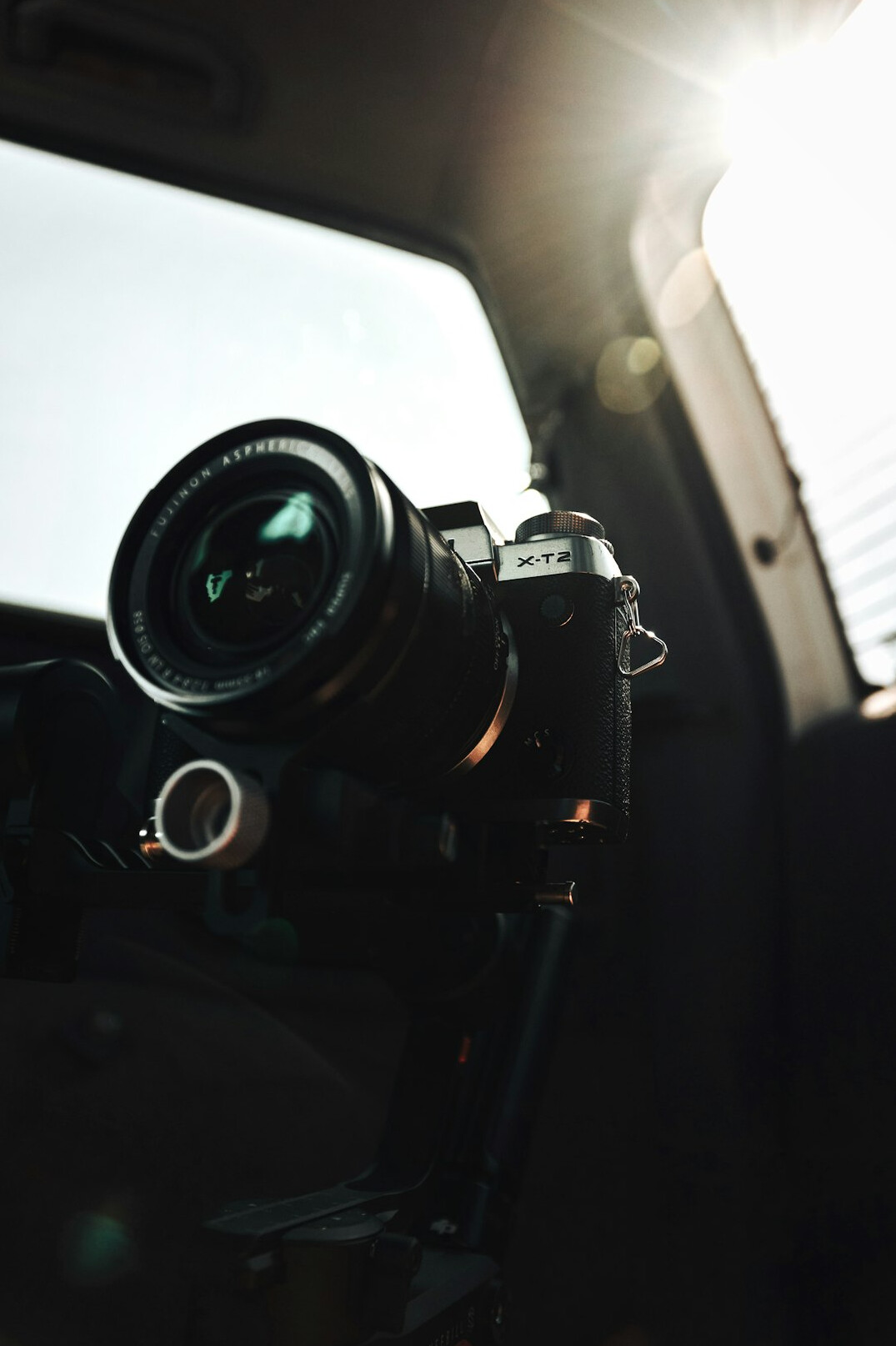Film set with camera, lights and equipment ready to shoot