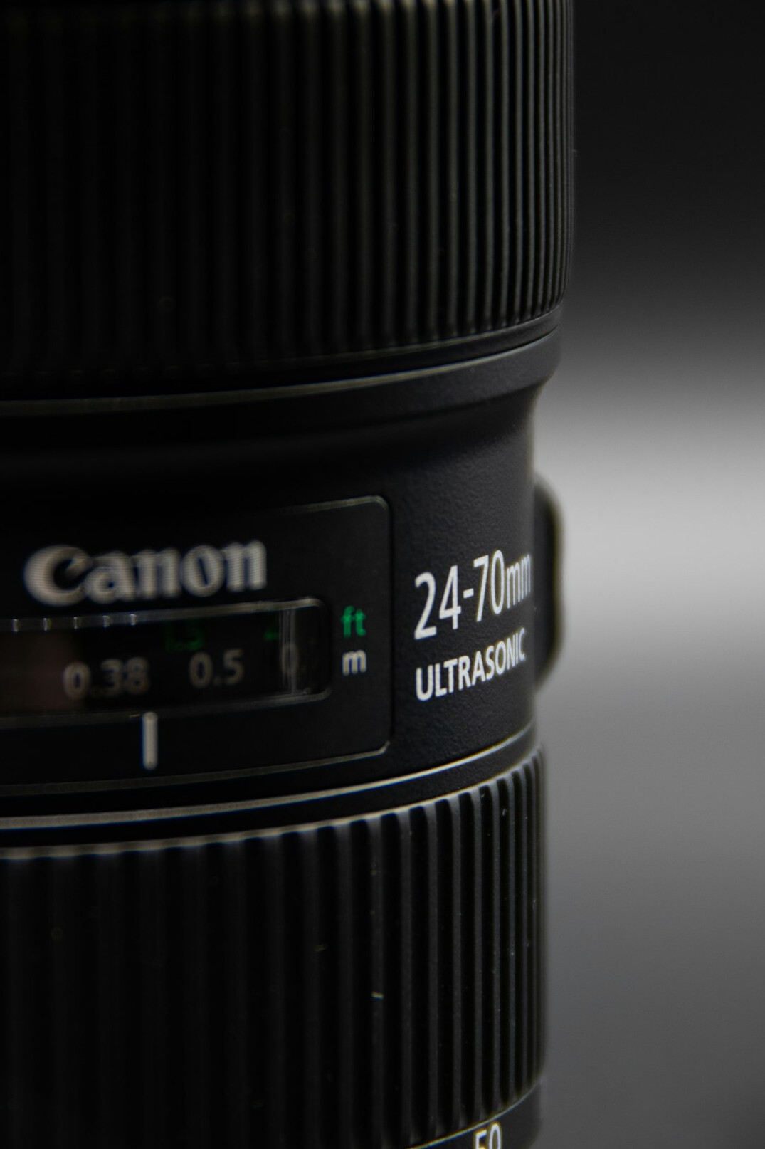 Close-up of a professional camera lens